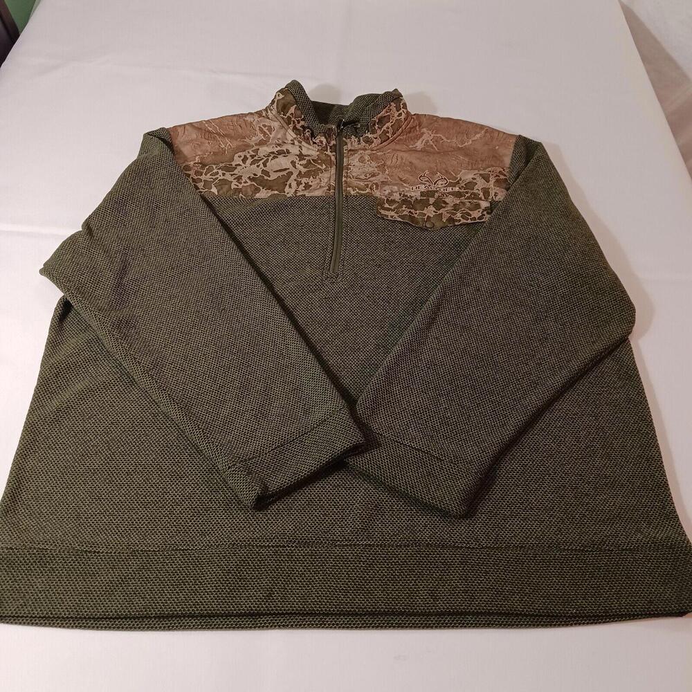 Realtree FJ10053 Men's Olive Night Rosin Heather 1/2 Zip Pullover Jacket Sz 2XL
